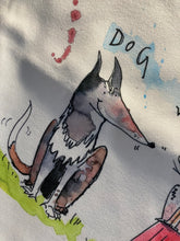 Load image into Gallery viewer, Close up of Dog illustrated by Britt. Black and white collie type.
