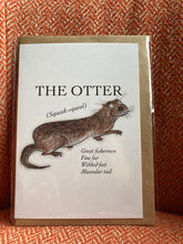 Load image into Gallery viewer, The Otter card, A6 size, brown envelope, blank inside. Illustrated by Britt Harcus for Stromness Museum, Orkney.
