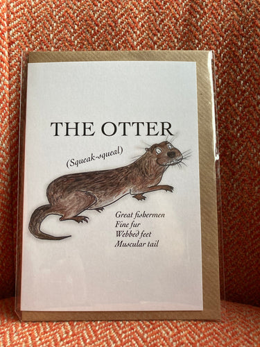 The Otter card, A6 size, brown envelope, blank inside. Illustrated by Britt Harcus for Stromness Museum, Orkney.