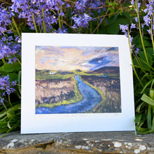 Load image into Gallery viewer, Taken from an Original mixed media piece by the artist. This print shows the view  looking back towards Britt&#39;s family home and studio in Finstown. Each print is personally signed and numbered by the artist. Full of Orkney&#39;s rich colour and energy.  A firm favourite of Britt&#39;s.
